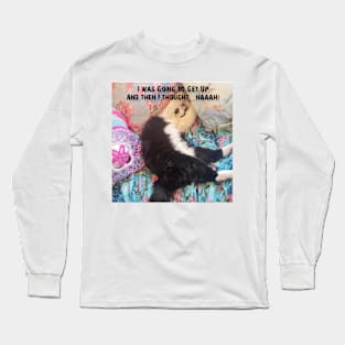 Tuxedo Cat Funny Cute lazy Sleeping Long Sleeve T-Shirt